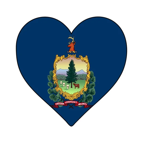 バーモントハート形の旗 バーモントを愛してる バーモント州を参照 北アメリカ アメリカだ ベクターイラスト グラフィックデザイン — ストックベクタ