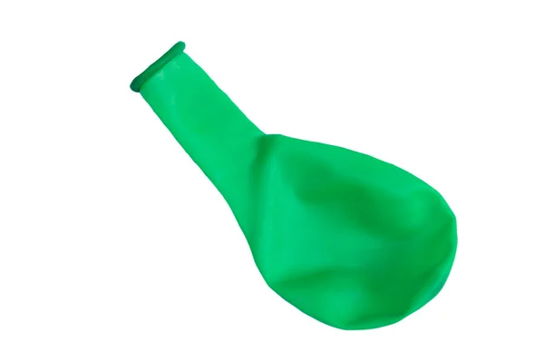 Zelený Balón Bez Vzduchu Pro Nafouknutí Izolované Bílém Pozadí Koncept — Stock fotografie
