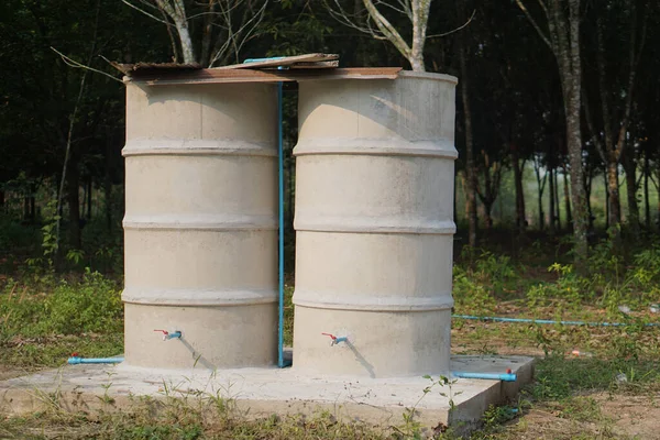 Cement Water Tanks Garden Keeping Water Local Gardeners Thailand Built — Stock Photo, Image