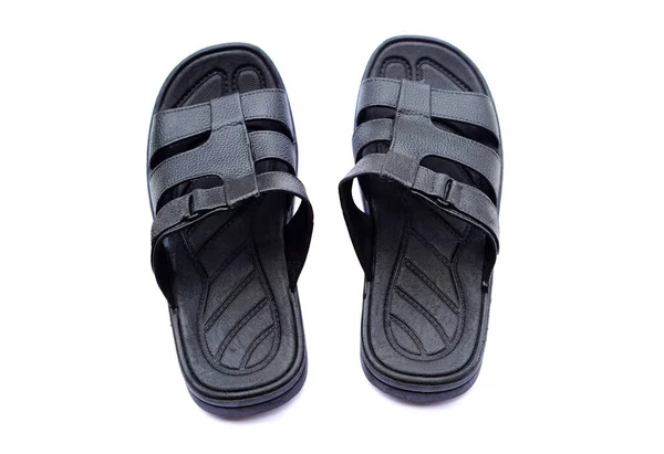 Pairs Black Rubber Slippers Sandals Shoes Easy Day Wearing Walking — Stock Photo, Image