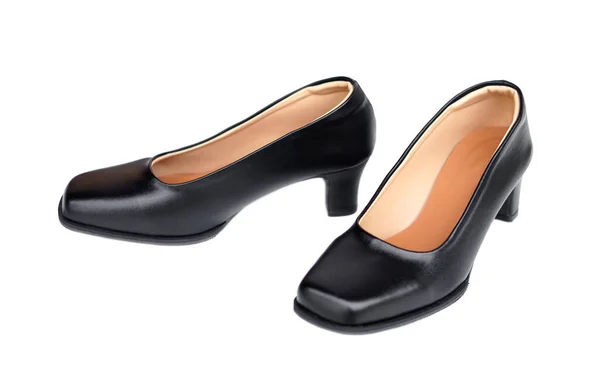 Zapatos Negros Tacón Alto Para Mujer Aislados Sobre Fondo Blanco —  Fotos de Stock