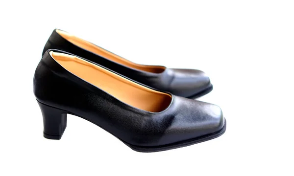 Zapatos Negros Tacón Alto Para Mujer Aislados Sobre Fondo Blanco —  Fotos de Stock