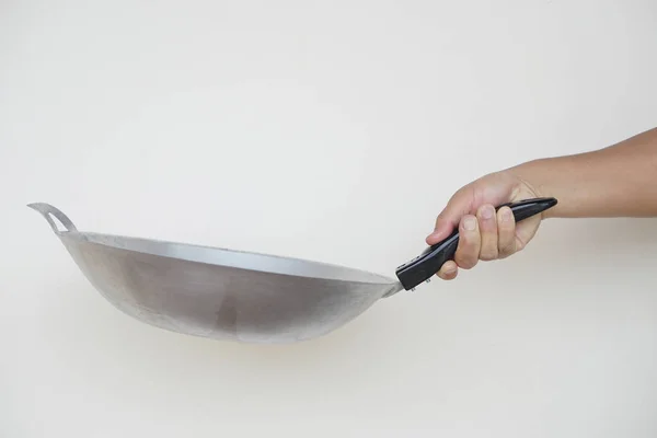 Zum Kochen Die Pfanne Der Hand Halten Konzept Kochausrüstung Der — Stockfoto