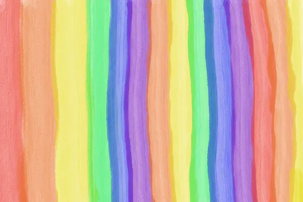 Hand drawn picture of rainbow colors stripes background. Paintbrush lines. Concept, abstract art. Multi colorful colors. Painting. Illustration for decoration.