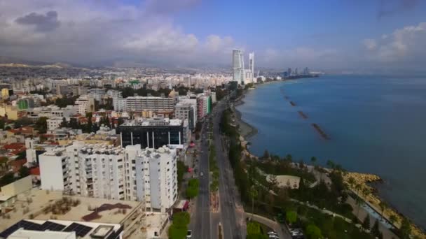 Molos Limasol Kıbrıs Rum Kesimi Avrupa Akdeniz Deki Kıyı Şeridi — Stok video