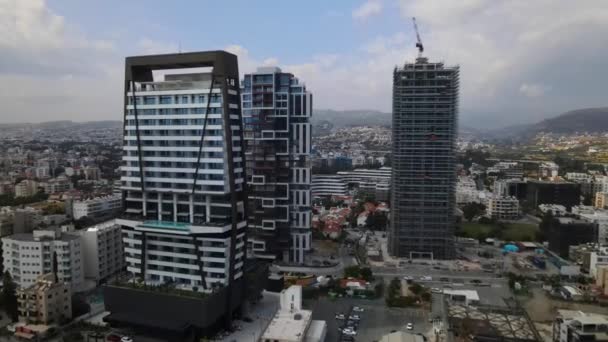 Výškové Budovy Městě Kypr Limassol Hory Moře Nádherné Výhledy Shora — Stock video