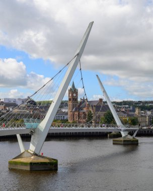 A view of the Peace Bridge over the River Foyle in Derry. High quality photo clipart