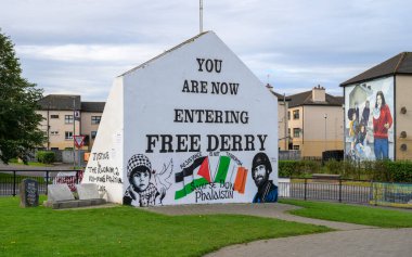 Derry 'nin Bogside bölgesindeki duvar resimleri. Yüksek kalite fotoğraf
