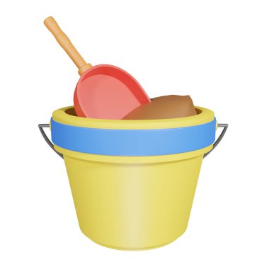 plaj kum havuzu 3d resim, beyaz arkaplan