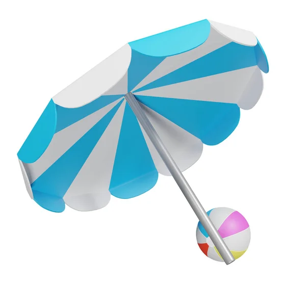 Illustratie Van Strandbal Parasol Witte Achtergrond — Stockfoto