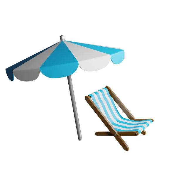 Ілюстрація Пляжного Ліжка Парасольки Білий Фон — стокове фото