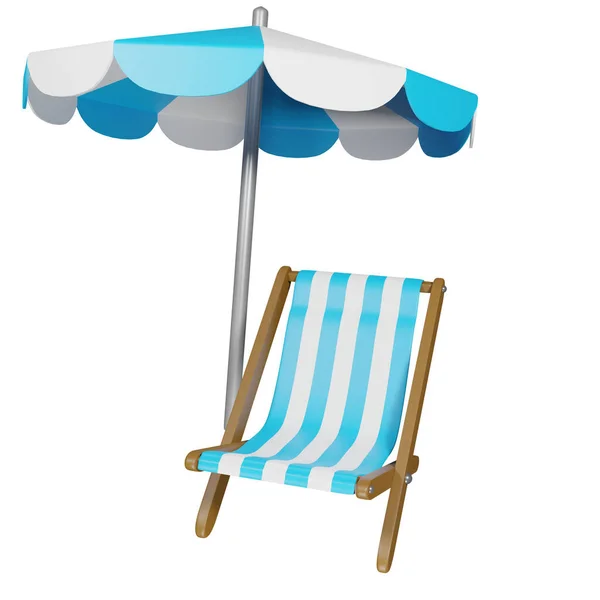 stock image 3d illustration of beach bed and umbrella, white background