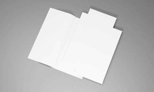 Blank portrait paper mock-up. brochure magazine, white changeable background/paper isolated on gray. good for your business mock-up