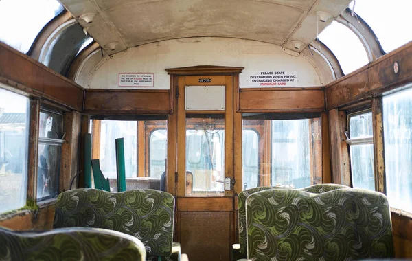 Blackpool 2023 Innenraum Und Retro Sitze Einer Alten Vergessenen Rostigen — Stockfoto