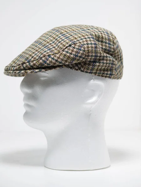 Kent 012023 Traditionell Brittisk Irländsk Tweed Platt Mössa Gubbar Hatt — Stockfoto