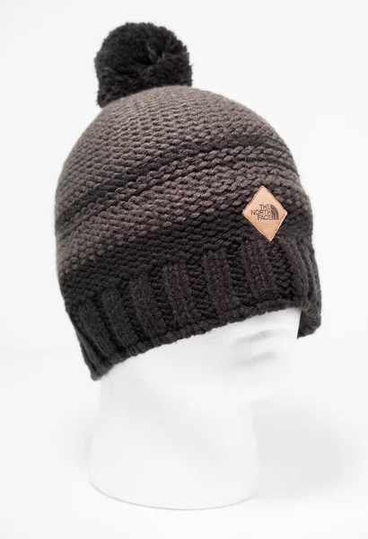 Капелюх Beanie Bobble Hat Black Grey One Size Ski Вулична — стокове фото