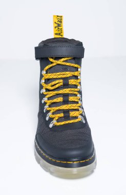 kent, uk 05.05.2023 Dr Martens combs tech waterproof winter gun metal fashionable punk boots.  historic british made leather boots. dr martens air ware with bonding soles. built to last.  clipart