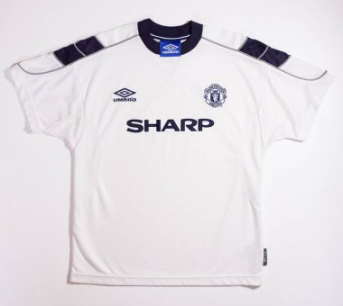 Kent, uk 05.05.2023 1999 2000 Manchester United Third Shirt Yetişkinleri Umbro futbol takımı. Iconic Manchester United futbol kulübü premier ligi. Kaliteli adam keskin futbol tişörtünü birleştirdi.