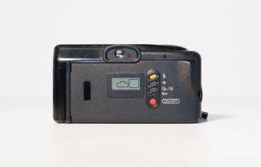 York, İngiltere, 05.05.2019 antika bir kanon kesinlikle mega zoom 76, 35 mm Film Auto odaklı Japon film kamerası çekti. Eski moda klasik kamera gövdesi ve vücut kapağı..