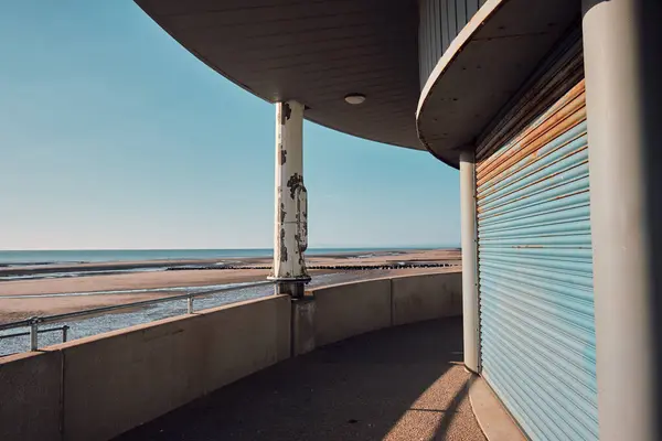 stock image cleveleys, uk 03.05.2021 Cleveleys promenade is the location for the new star wars disney series, Andor. The promenade location for all filming, including Anchorsholme. Star wars fans location.