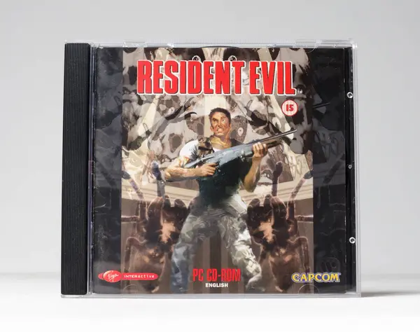 Stock image lodnond, UK 05/05/2019 Resident Evil pc cd rom computer video game by Capcom. A retro famous video game released in the 1990s. Zombie themed game. Puzzle game.