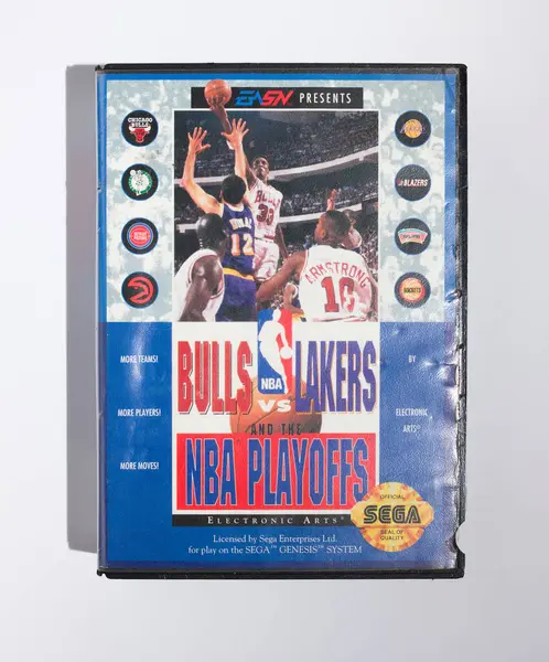 stock image london, uk, 02.03.2021 Sega megadrive genesis 16 bit Console   original retro vintage arcade gameBulls vs. Lakers and the NBA Playoffs (Sega Genesis) Basketball Game 1991