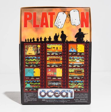 Kent, uk 01.01.2024 Vietnam Müfrezesi ZX Spektrum 48K 128K Okyanus Büyük Kutusu Çalışan video oyunları test etti. Retro savaş ve ordu bilgisayar oyunları. vintage bilgisayarlar.