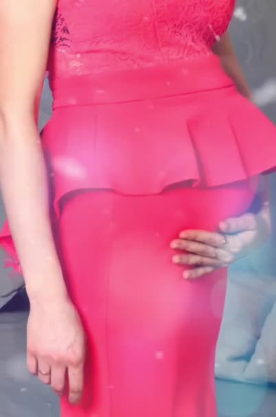 Lassú Mozgás Moziba Videó Terhesség Egy Rózsaszín Ruhás Terhes Lány — Stock videók