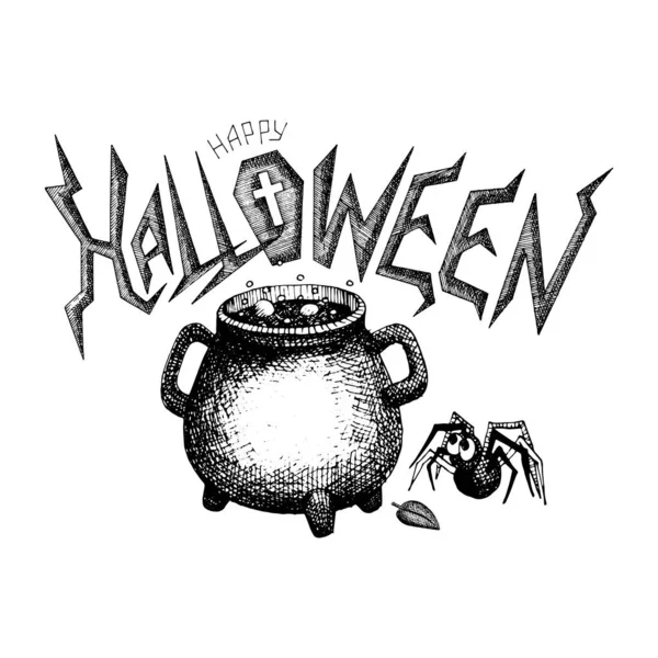 Grußbanner Halloween Post Vektorillustration Mit Der Aufschrift Happy Halloween Einem — Stockvektor