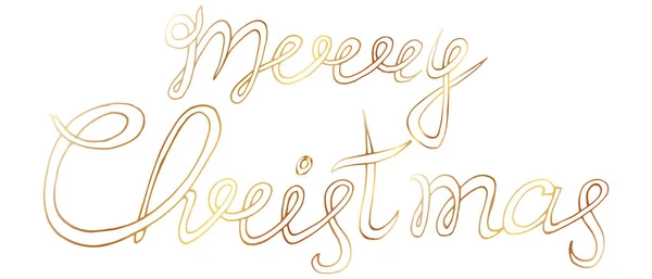 Rukopis Veselé Vánoce Vektorová Ilustrace Kaligrafie Bílý Text Zlatým Obrysem — Stockový vektor