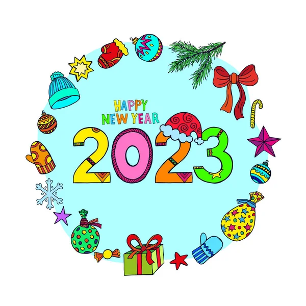 Feliz Año Nuevo 2023 Ilustración Vectorial Banner Felicitación Año Nuevo — Archivo Imágenes Vectoriales