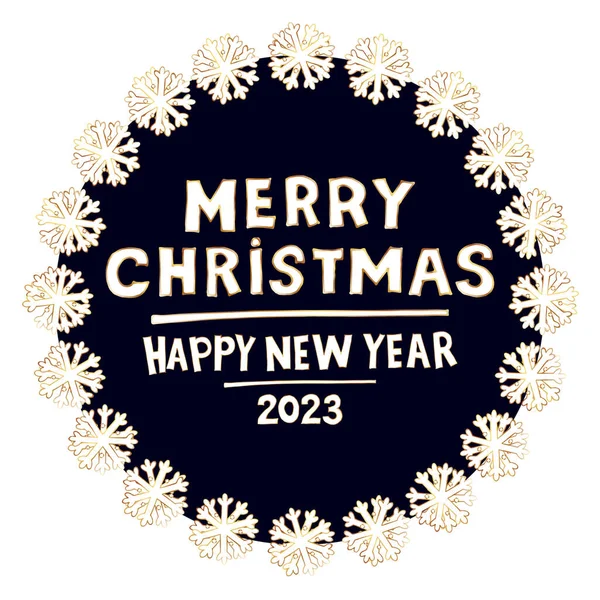Joyeux Noël Bonne Année 2023 Illustration Vectorielle Noël Avec Flocons — Image vectorielle