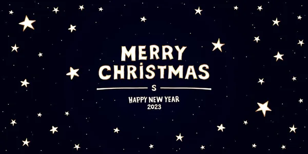 圣诞快乐 新年快乐 2023年 圣诞大旗 圣诞插图 矢量背景 关于夜空和星星背景的贺文 — 图库矢量图片