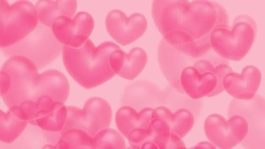 Looped background with flying hearts. Pink cute background for Valentine's Day or Wedding