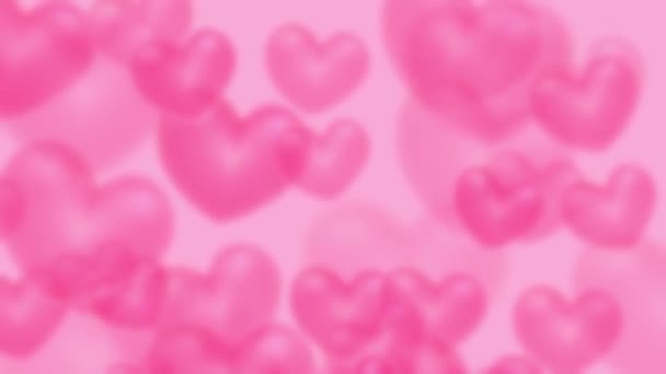 Looped Background Flying Blurred Hearts Pink Cute Background Valentine Day — Vídeo de stock