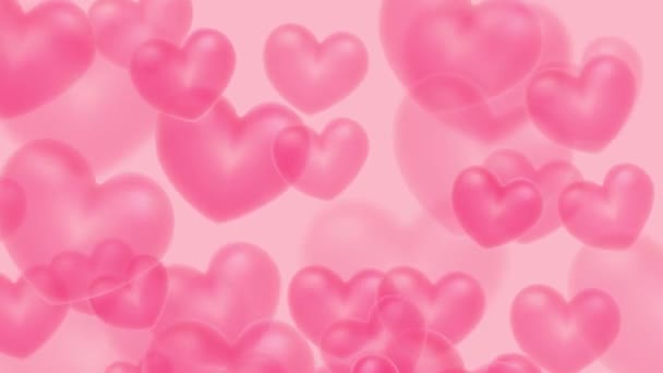 Looped Background Flying Hearts Pink Cute Background Valentine Day Wedding — Vídeo de stock