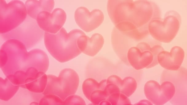 Looped Background Flying Blurred Hearts Pink Cute Background Valentine Day — Vídeo de stock