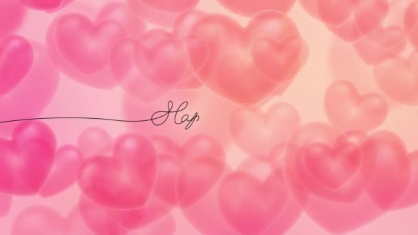 Натхненний Фоном Розмитими Серцями Являється Каліграфія Днем Святого Валентина Рожеве — стокове відео