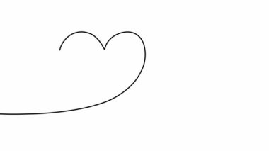 Two hearts are drawn with line. Continuous one line drawing animation of two hearts on white background. Hearts as a symbol of love. Animation video
