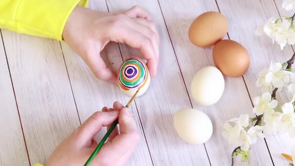 Happy Easter Draw Ornament Easter Egg Top View Coloring Eggs — Wideo stockowe