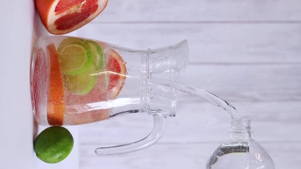 Grapefruit Lime Mineral Water Lemonade Preparation Non Alcoholic Refreshing Drink — Stock videók