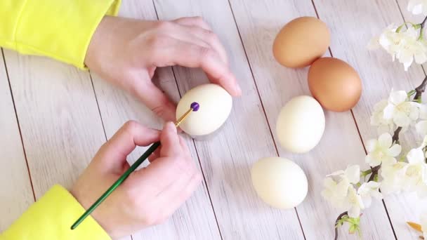 Draw Pattern Egg Preparing Easter Master Class Painting Easter Eggs — Stok video