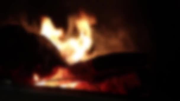 Blurred Video Night Bonfire Fire Burns Furnace Bonfire Night — Stock Video
