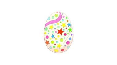 Happy Easter. Easter eggs on a white background replacing each other in turn. Flat image, stylized eggs with a pattern. Looped animation for the holiday of Easter