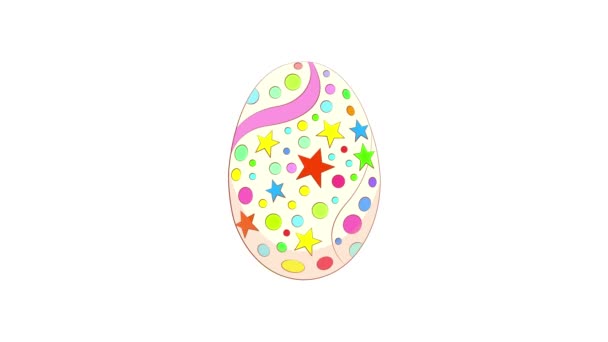 Happy Easter Easter Eggs White Background Replacing Each Other Turn — Vídeo de Stock