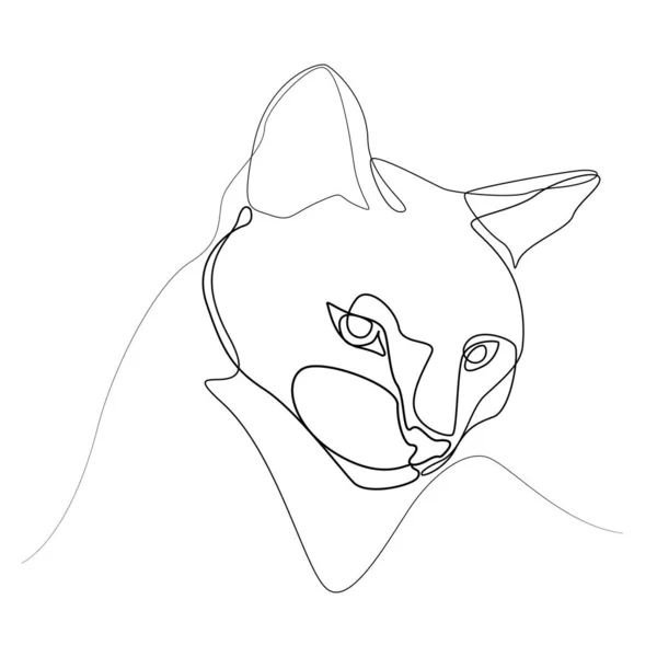 Lineare Zeichnung Einer Katze Vektor Illustration Vom Hintergrund Isoliert Kontur — Stockvektor