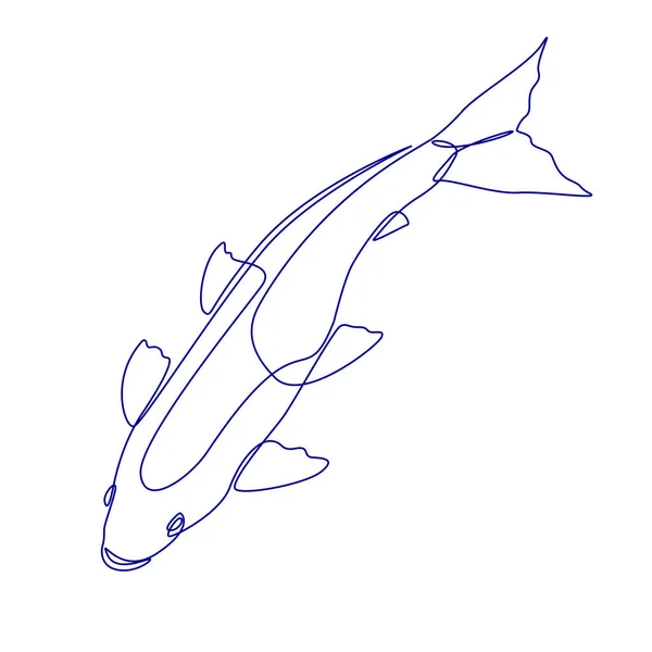 Desenho Estilizado Linear Peixes Koi Peixes Contorno Vector Isolados Fundo — Vetor de Stock