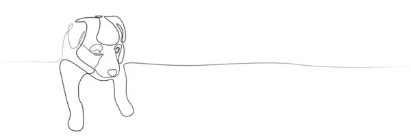 Stilisierter Welpe Vektorstrichzeichnung Ein Leinenhund Auf Weißem Hintergrund Banner Für — Stockvektor