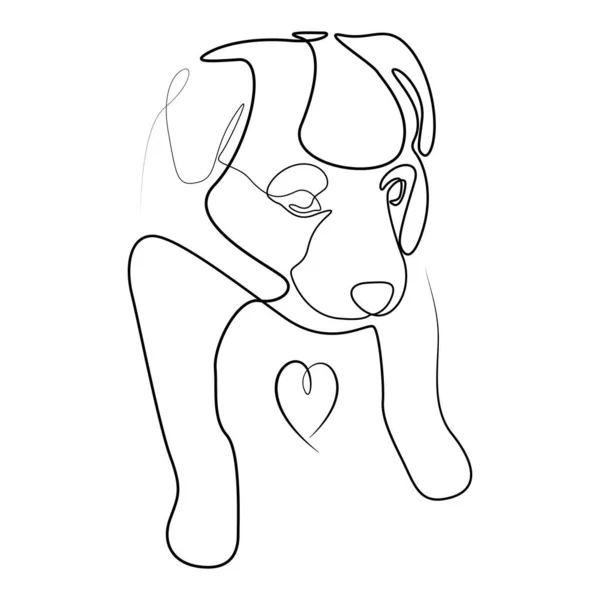 Cachorrinho Estilizado Coração Desenho Linha Vetorial — Vetor de Stock