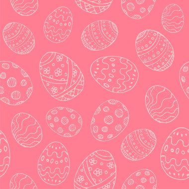 Pembe arka planda beyaz paskalya yumurtaları olan kusursuz bir altyapısı var. Şekillendirilmiş Paskalya yumurtaları